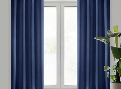 Zasłona na przelotkach 140x250 RITA jednokolorowa granatowa z miękkiej tkaniny