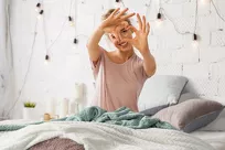 Koc 220x200 CINDY pudrowy puszysty w jodełkę Design 91 - 10