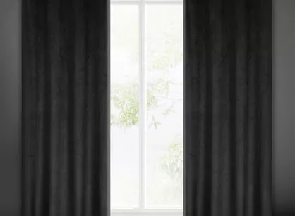 Zasłona gotowa na przelotkach 140x250 LILI welwetowa czarna z wytłaczanym falującym wzorem