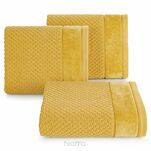Ręcznik 30x50 FRIDA musztardowy z fakturą kosteczki i szeroką welurową bordiurą 500 g/m2 - 4