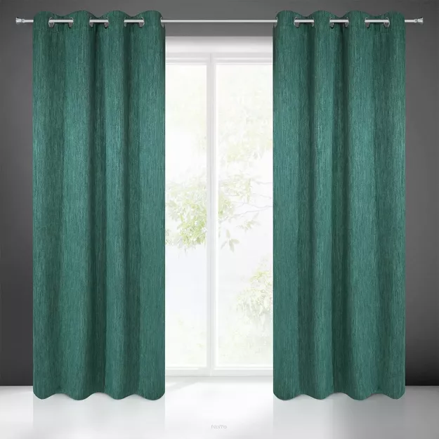 Zasłona na przelotkach 135x250 ROSSIE zaciemniająca ciemna zieleń jednokolorowa