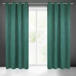 Zasłona gotowa na przelotkach 135x250 ROSSIE zaciemniająca ciemna zieleń jednokolorowa