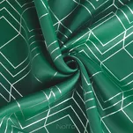 Zasłona gotowa na przelotkach 140x250 POLI zaciemniająca zielona ze srebrnym geometrycznym nadrukiem Design 91 - 4