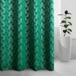 Zasłona na przelotkach 140x250 POLI zaciemniająca zielona ze srebrnym geometrycznym nadrukiem Design 91 - 10