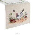 Bieżnik wielkanocny 45x140 1287 gobelinowy naturalny czerwony kurki - 5