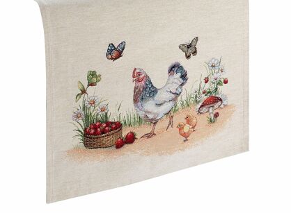 Bieżnik wielkanocny 45x140 1287 gobelinowy naturalny czerwony kurki
