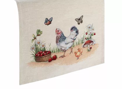 Bieżnik wielkanocny 45x140 1287 gobelinowy naturalny czerwony kurki