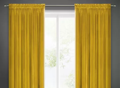 Zasłona na taśmie 140x270 SAMANTA welwetowa musztardowa o subtelnym połysku