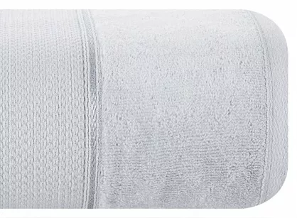 Ręcznik bawełniany 90x150 JESSI srebrny z fakturą krateczki i gładką welurową bordiurą