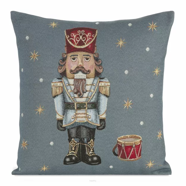 Poszewka świąteczna 45x45 6079 gobelinowa popielata dziadek do orzechów