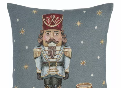 Poszewka świąteczna 45x45 6079 gobelinowa popielata dziadek do orzechów