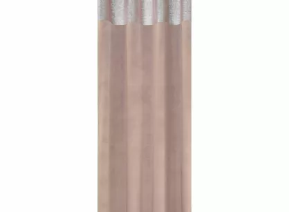 Zasłona gotowa na przelotkach 140x250 PERI welwetowa pudrowa ze srebrnym nadrukiem