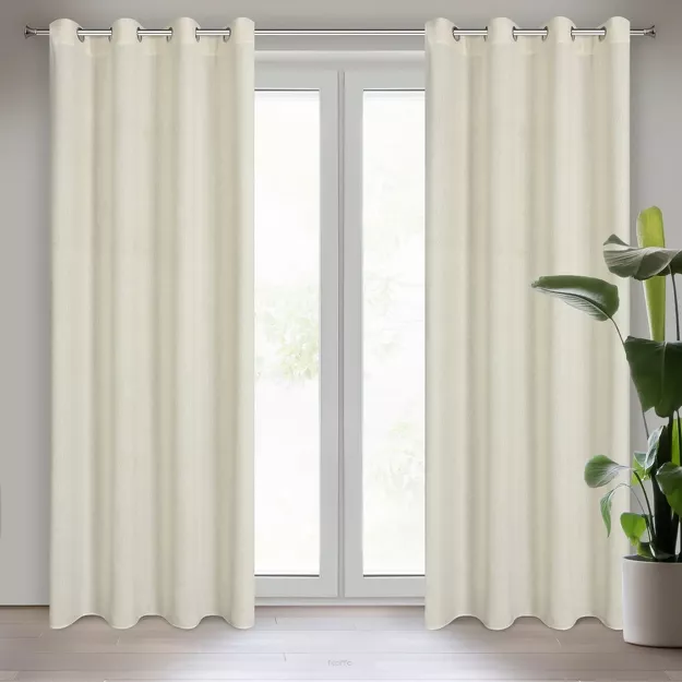 Zasłona na przelotkach 140x250 LIDIA naturalna jednokolorowa w stylu eko