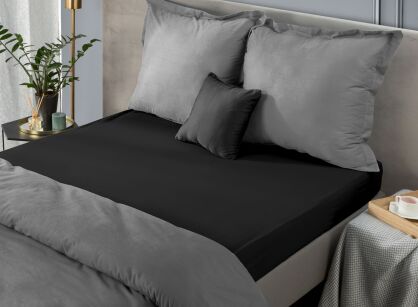 Prześcieradło z bawełny jersey z gumką czarne 220x200 Design 91