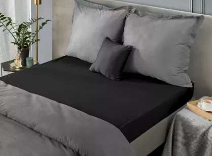 Prześcieradło z bawełny jersey z gumką czarne 220x200 Design 91