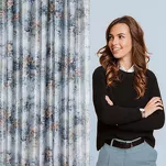 Zasłona na taśmie 140x270 MARISA srebrna różowa z kwiatowym nadrukiem - 11