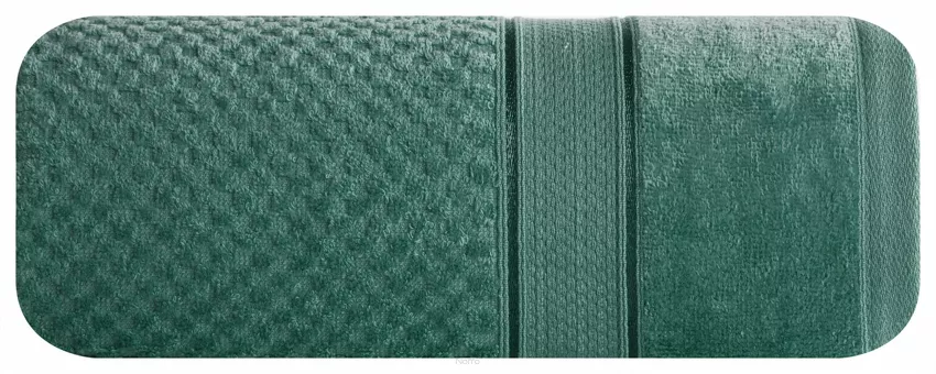Ręcznik bawełniany 90x150 JESSI ciemna zieleń z fakturą krateczki i gładką welurową bordiurą