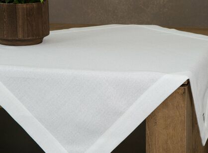 Nakładka 85x85 STELLA 2 biała zdobiona kantą z wplecioną nicią srebrną