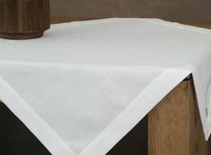 Nakładka 85x85 STELLA 2 biała zdobiona kantą z wplecioną nicią srebrną