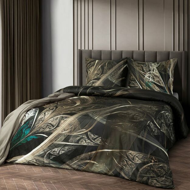 Pościel z makosatyny 160x200 SOREIA Eva Minge czarna kremowa designerski wzór