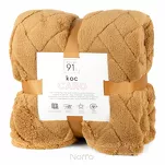 Koc 200x220 CARO miodowy puszysty typu flano z wytłaczanym wzorem Design 91 - 6