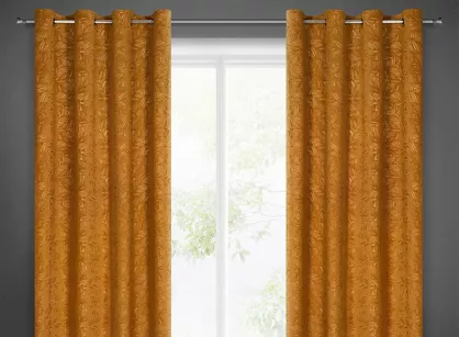 Zasłona na przelotkach 140x250 OCTAVIA welwetowa miodowa z wzorem liści