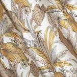 Zasłona na przelotkach 140x250 BARI welwetowa biała ruda z nadrukiem liśći i kwiatów Design 91 - 7