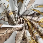 Zasłona na przelotkach 140x250 BARI welwetowa biała ruda z nadrukiem liśći i kwiatów Design 91 - 9