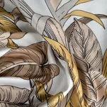 Zasłona na przelotkach 140x250 BARI welwetowa biała ruda z nadrukiem liśći i kwiatów Design 91 - 10