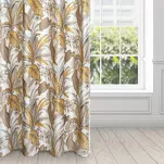 Zasłona na przelotkach 140x250 BARI welwetowa biała ruda z nadrukiem liśći i kwiatów Design 91 - 12