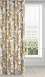 Zasłona na przelotkach 140x250 BARI welwetowa biała ruda z nadrukiem liśći i kwiatów Design 91 - 13