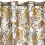 Zasłona na przelotkach 140x250 BARI welwetowa biała ruda z nadrukiem liśći i kwiatów Design 91 - 4