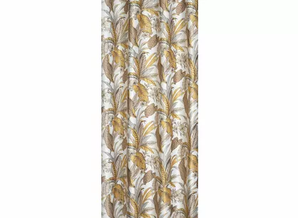 Zasłona gotowa na przelotkach 140x250 BARI welwetowa biała ruda z nadrukiem liśći i kwiatów Design 91