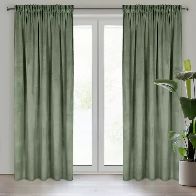 Zasłona gotowa na taśmie 140x270 ROSA welwetowa oliwkowa Design 91