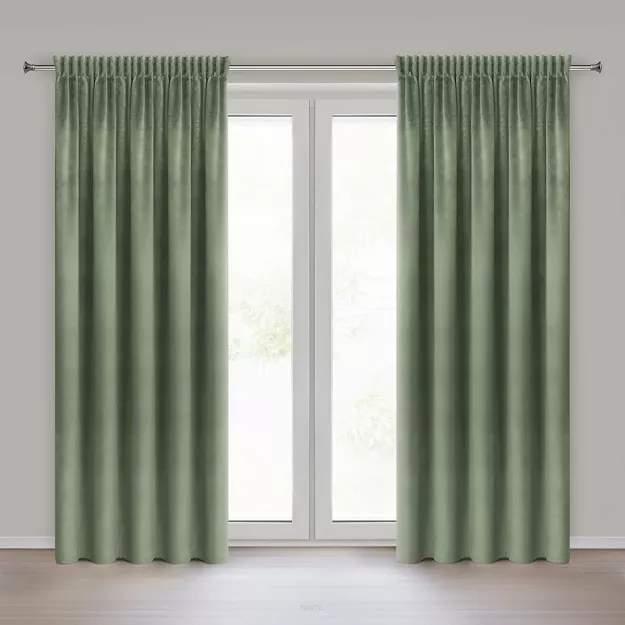 Zasłona na taśmie 140x270 ROSA welwetowa oliwkowa Design 91