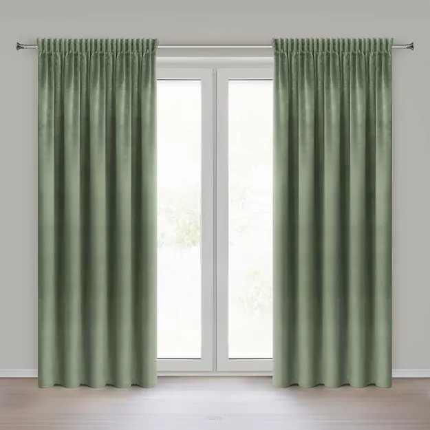 Zasłona na taśmie 140x270 ROSA welwetowa oliwkowa Design 91