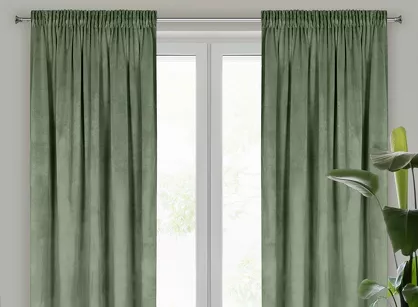 Zasłona gotowa na taśmie 140x270 ROSA welwetowa oliwkowa Design 91