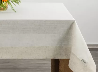 Obrus lniany 140x180 NATU 10 naturalny zdobiony szerokim mankietem