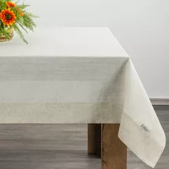 Obrus lniany 140x180 NATU 10 naturalny zdobiony szerokim mankietem