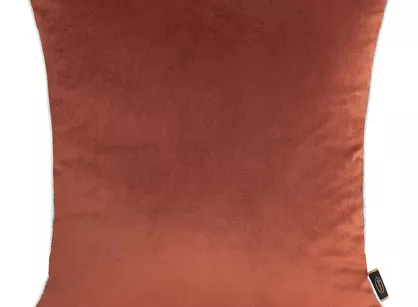 Poszewka welwetowa 45x45 VELVET 57B ceglana z wypustką na brzegach i imitacją lnu