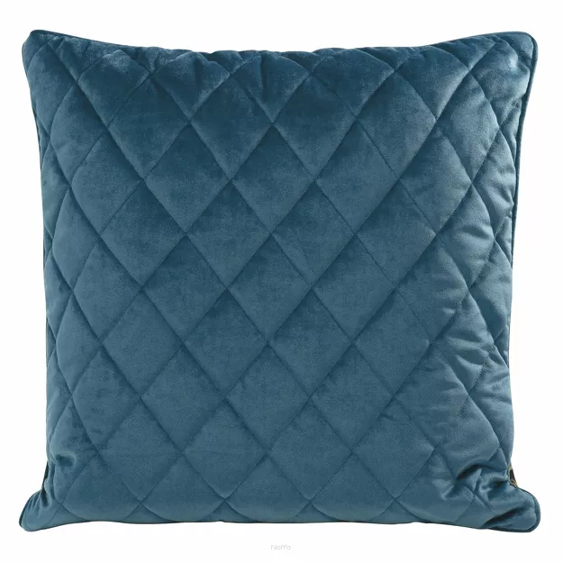 Poszewka welwetowa z wypełnieniem 50x50 VELVET 28A granatowa pikowana w romby z ozdobną wypustką na brzegach