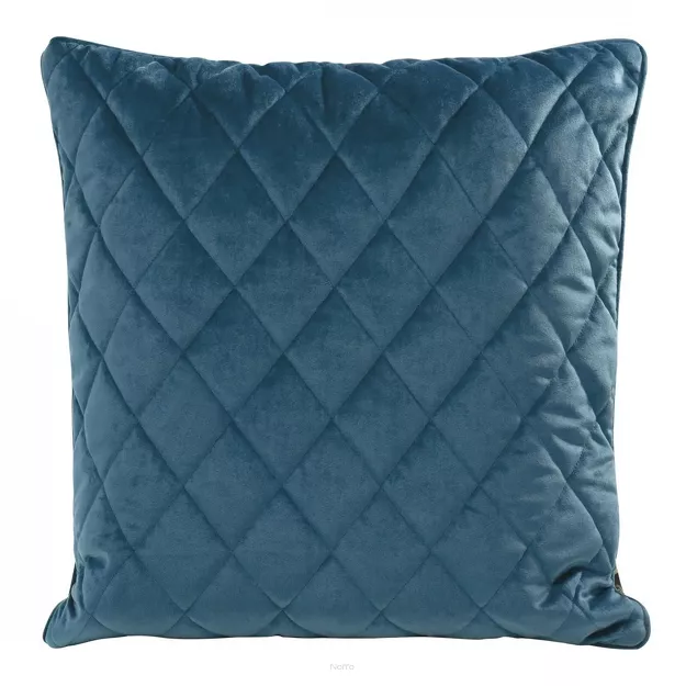 Poszewka welwetowa z wypełnieniem 50x50 VELVET 28A granatowa pikowana w romby z ozdobną wypustką na brzegach