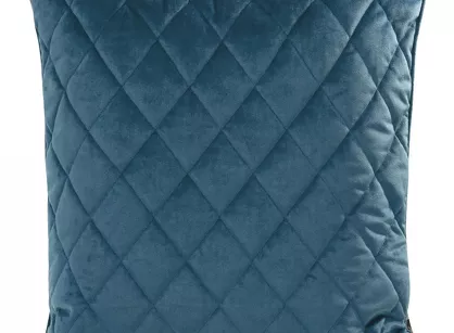 Poszewka welwetowa z wypełnieniem 50x50 VELVET 28A granatowa pikowana w romby z ozdobną wypustką na brzegach