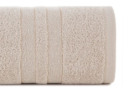 Ręcznik bawełniany 70x140 GALA beżowy zdobiony bordiurą z błyszczącą nicią