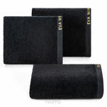 Ręcznik 70x140 VENUS Eva Minge czarny zdobiony bordiurą w kolorze ręcznika z napisami projektantki 550 g/m2 - 4