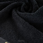 Ręcznik 70x140 VENUS Eva Minge czarny zdobiony bordiurą w kolorze ręcznika z napisami projektantki 550 g/m2 - 2