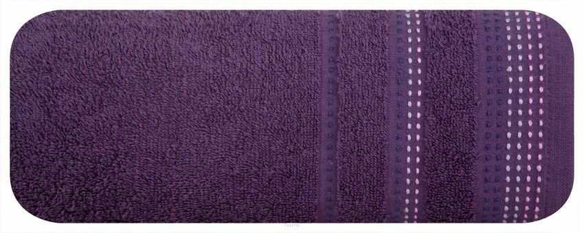 Ręcznik 70x140 POLA śliwkowy z kolorową bordiurą zakończoną stebnowaniem 500 g/m2
