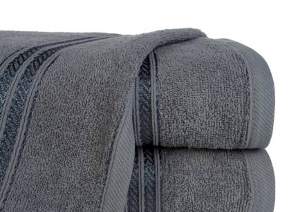 Ręcznik bawełniany 30x50 LORI grafitowy z delikatną bordiurą z błyszczącą nicią 