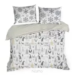Pościel świąteczna 220x200 DWARF biało stalowa wzór skrzatów z bawełny renforce - 4