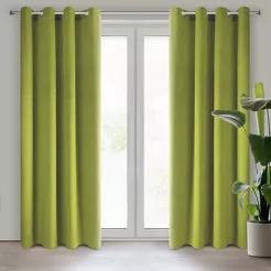 Zasłona na przelotkach 140x250 PIERRE welwetowa oliwkowa jednokolorowa